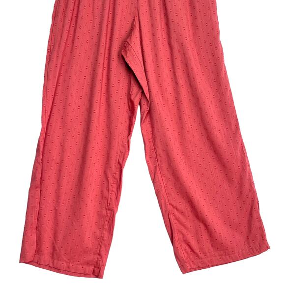 Old Navy Clip Dots Wide Leg Crop Pants Sz S Pink Pull On Elastic Waist Pockets - Picture 2 of 9